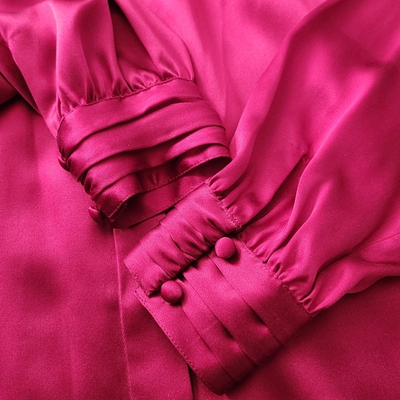 Jones New York 100% Silk Red Long Sleeve Shirt, Button Down Silk Blouse, Size 14 - Picture 10 of 12